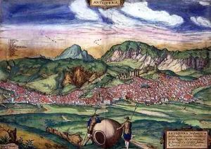Map of Antiquera from Civitates Orbis Terrarum by Joris Hoefnagel