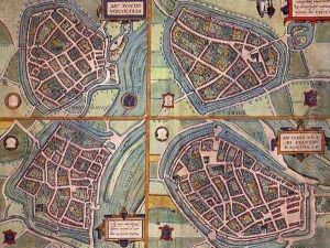 Map of Arnhem Velmo Gelre and Ruerm from Civitates Orbis Terrarum