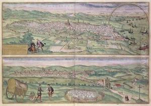 Map of Barcelona from Civitates Orbis Terrarum by Joris Hoefnagel