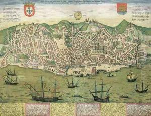 Map of Lisbon from Civitates Orbis Terrarum