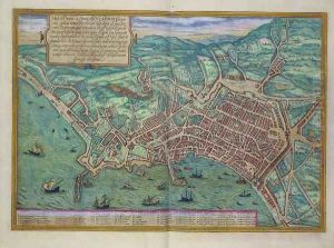 Map of Naples from Civitates Orbis Terrarum by Joris Hoefnagel