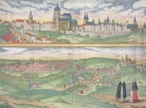 Map of Prague from Civitates Orbis Terrarum by Joris Hoefnagel