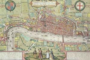 Map of London from Civitates Orbis Terrarum 2 by Joris Hoefnagel