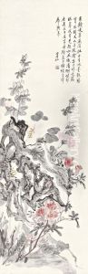 Rocks And Flowers by Huang Binhong