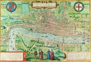Map of London from Civitates Orbis Terrarum 4 by Joris Hoefnagel