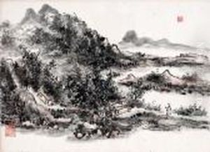 Scholar In Landscape by Huang Binhong