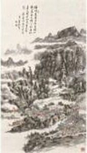 Village In The Mountains by Huang Binhong
