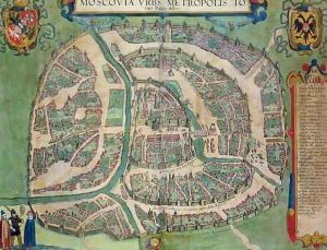 Map of Moscow from Civitates Orbis Terrarum 2 by Joris Hoefnagel