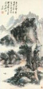 Fishing By The Mountain Brook by Huang Binhong