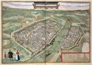 Map of Frankfurt from Civitates Orbis Terrarum by Joris Hoefnagel