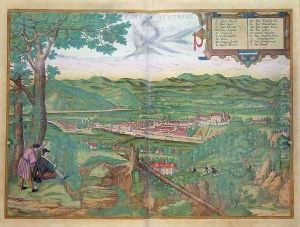Map of Linz from Civitates Orbis Terrarum