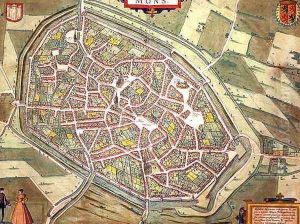 Map of Mons from Civitates Orbis Terrarum by Joris Hoefnagel