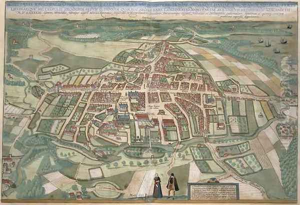 Map of Odense from Civitates Orbis Terrarum - view 1