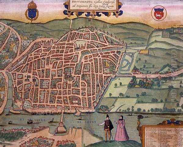 Map of Rouen from Civitates Orbis Terrarum - view 1