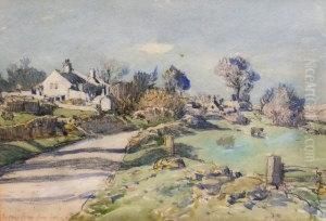 A Village Lane by Samuel John Lamorna Birch