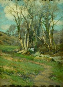 Trees By A Stream by Samuel John Lamorna Birch