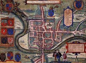 Map of Chester from Civitates Orbis Terrarum by Joris Hoefnagel