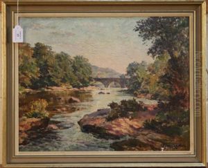The River Usk At Llangynidr, Breconshire by Samuel John Lamorna Birch