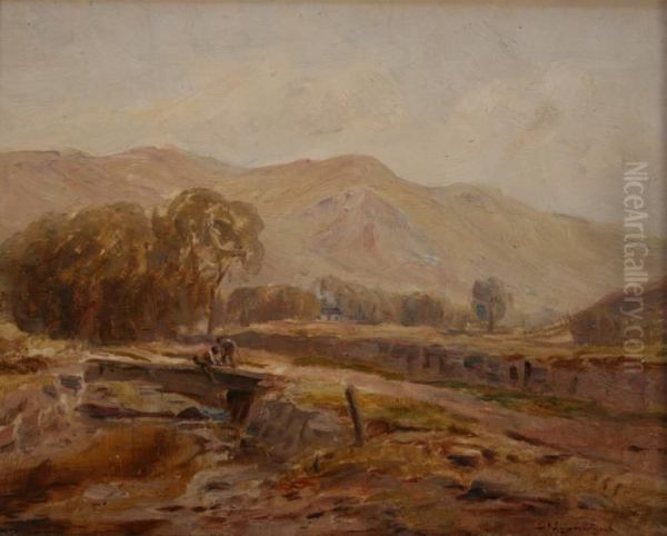 Boys Fishing Off A Bridge Within A Landscape - view 1