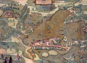 Map of Plon from Civitates Orbis Terrarum by Joris Hoefnagel