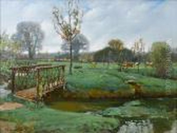 Meadow Landscape With Cows - view 1