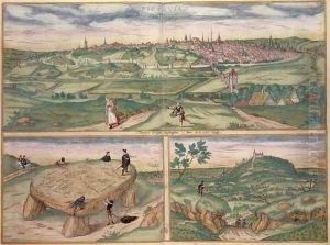 Map of Poitiers from Civitates Orbis Terrarum by Joris Hoefnagel