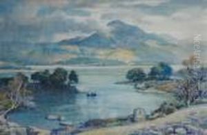 Fishermen On A Highland Loch. by Samuel John Lamorna Birch