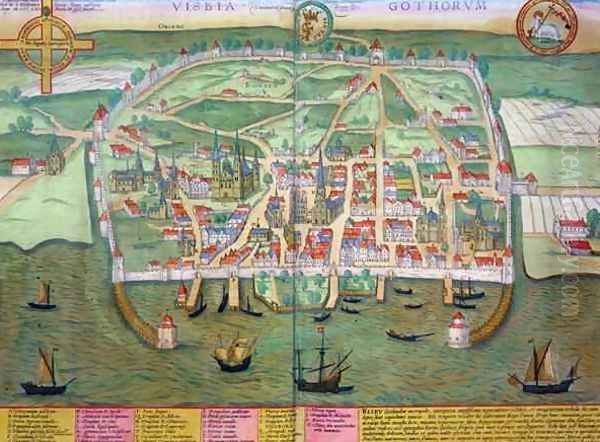 Map of Visby from Civitates Orbis Terrarum - view 1