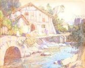 The Cottage Of The Sandallier, St. Jean, Pied The Port, Basses Pyrenees, France by Samuel John Lamorna Birch