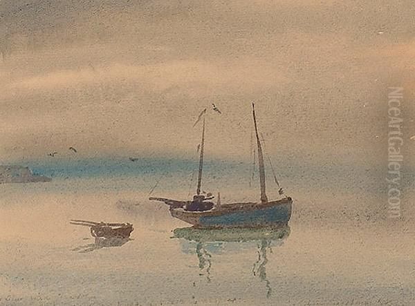 Seascape With Moored Fishing Boat. - view 1