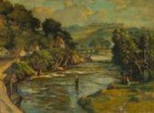 On The Taw, Near Umberleigh, Devon, Glorious Devon by Samuel John Lamorna Birch