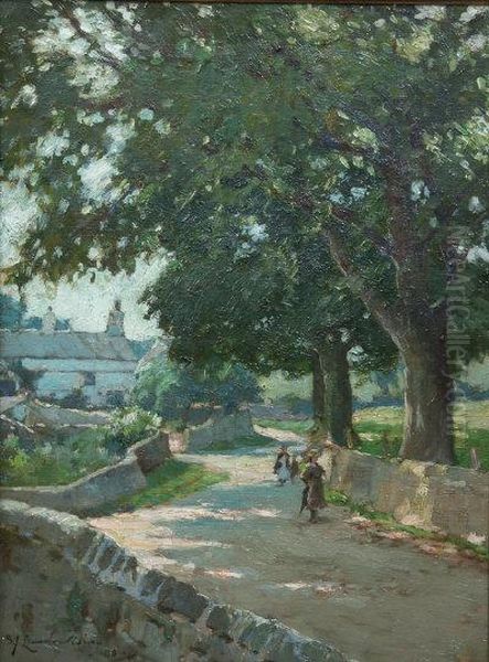 A Sunlit Cornish Lane With Figures. - view 1