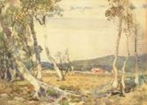 Cottage In A Landscape With Silver Birches by Samuel John Lamorna Birch