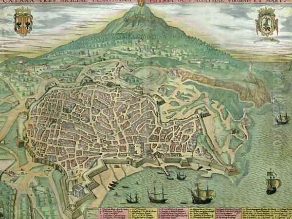 Map of Catania from Civitates Orbis Terrarum - view 1