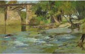 The River Deveron - The Bridge At Rothiemay by Samuel John Lamorna Birch