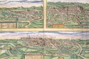 Map of Montpellier Tours and Poitiers from Civitates Orbis Terrarum Map of Montpellier Tours and Poitiers from Civitates Orbis Terrarum