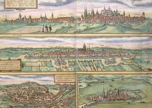 Map of Nuremberg Ulm and Saltzburg from Civitates Orbis Terrarum Map of Nuremberg Ulm and Saltzburg from Civitates Orbis Terrarum