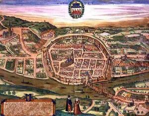 Map of Saintes from Civitates Orbis Terrarum