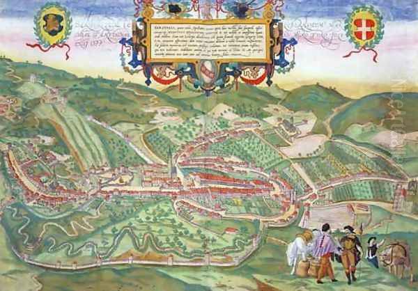 Map of Serravalle from Civitates Orbis Terrarum - view 1