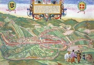 Map of Serravalle from Civitates Orbis Terrarum by Joris Hoefnagel