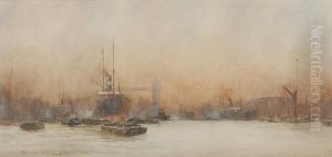 Off Butler's Wharf- Lower Pool by William Minshall Birchall