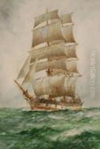 Tall Ship At Sea Titled "grey And Green"