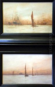 'off Rotherhithe' & 'out With Wind And Tide, Offlimehouse' by William Minshall Birchall