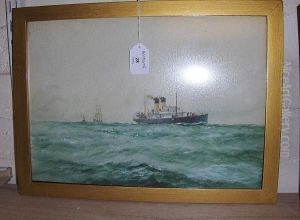In Irish Waters - The Holyhead Mail Boat, Inscribed And Dated 1933