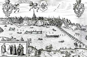 Map of Warsaw from Civitates Orbis Terrarum by Joris Hoefnagel