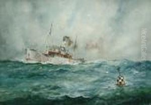 A Steamer In A Heavy Sea by William Minshall Birchall