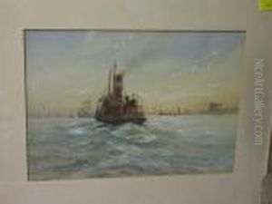 "sunset Off Tilbury", An Inbound Cargo Ship