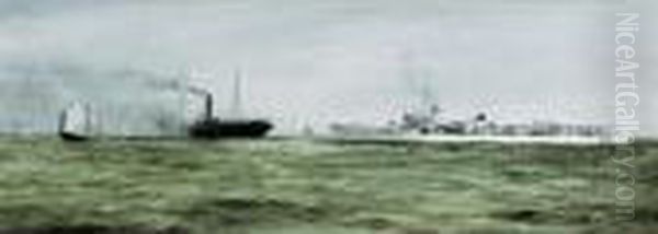 H.m.s. Stirling Standing By S.s. Haiching Off Chilano Point, Dec 8th 1930 - view 1