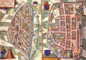 Maps of Chartres and Dunois from Civitates Orbis Terrarum by Joris Hoefnagel