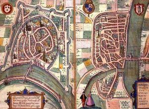 Maps of Grenoble and Romans sur Isere from Civitates Orbis Terrarum